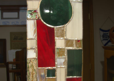 Vertical Red Green Stained Glass